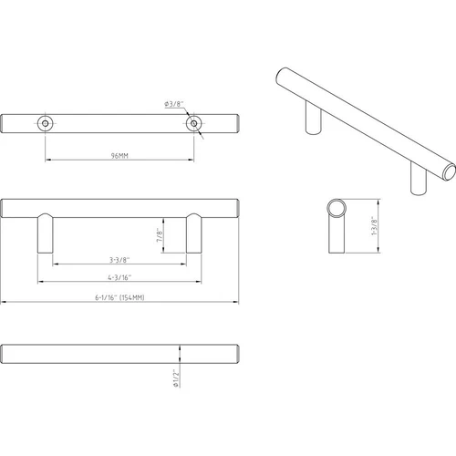 Stainless Steel Kitchen Cabinet Pull Commercial Office Pulls Hardware 154SS - Picture 3 of 3