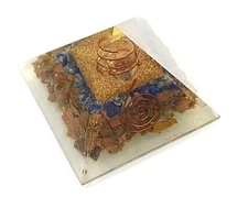 Natural agate and lapis lazuli orgone pyramid 75mm beautiful gift for all