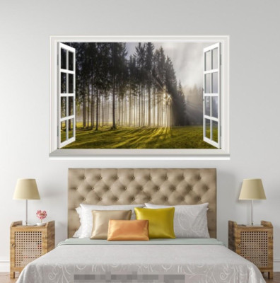 3D Sunny Lawn Plant 0013 Open Windows WallPaper Murals Wall Print AJ Carly