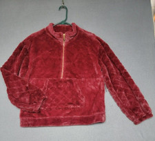 NWT NO BOUNDARIES  JR's L  11-13 Plush Quilted Pull-Over Burgundy 1/2 Zip