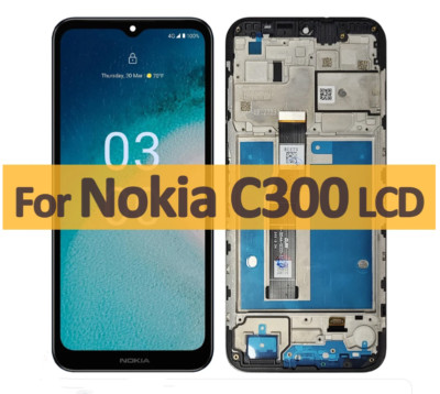 OEM LCD Display Touch Screen Digitizer Replacement + Frame Frame For Nokia C300