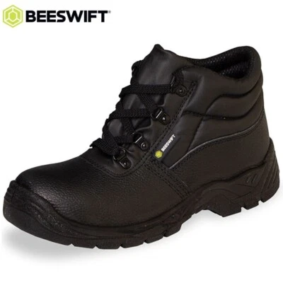 BEESWIFT Mens Leather Chukka Safety Boots Lightweight Steel Toe Midsole Cap Work Shoes Sz