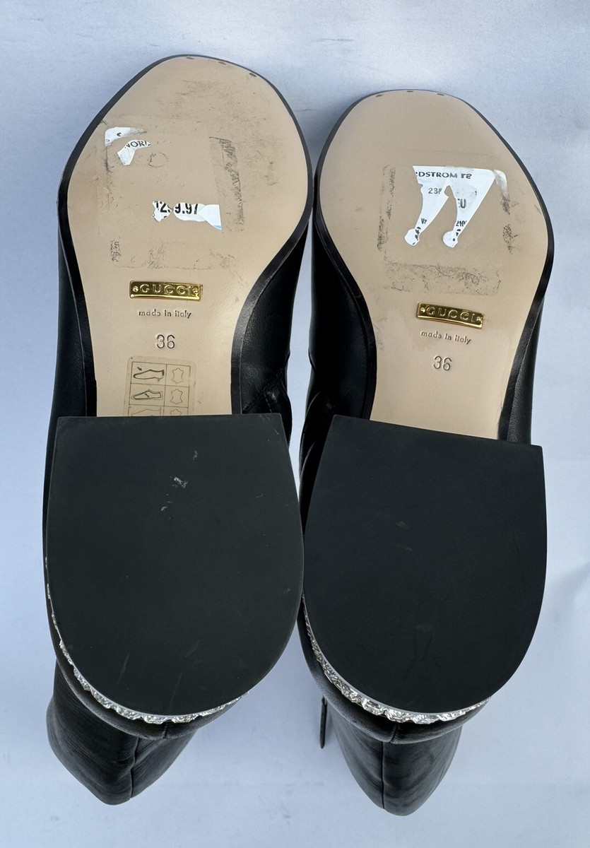 Gucci Horsebit Women's Tall Crystal Heel Boots Size 36-US 6 in