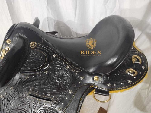 Australian Stock Horse Tack Ledersattel mit Werkzeug Schnitzerei alle Größen. - Bild 7 von 12