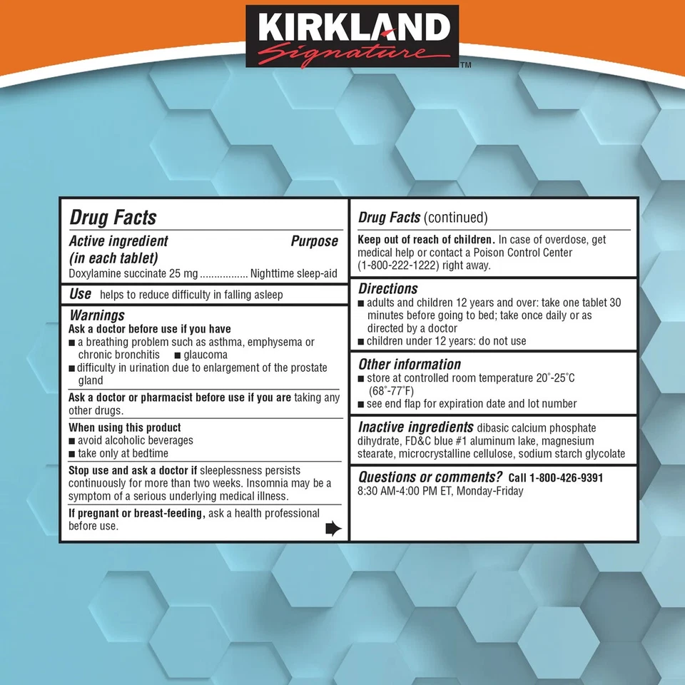 Kirkland Signature Sleep Aid, 192 Tablets - Image 3 of 3