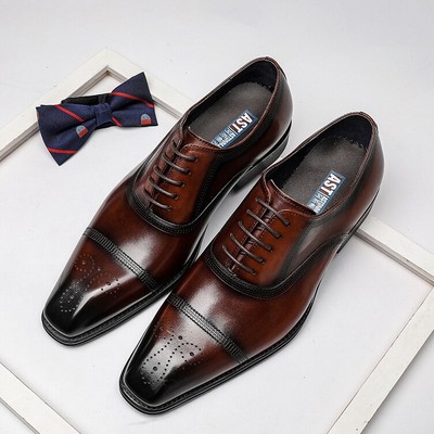 Carved Lace Up Brogue Formal Dress Mens Genuine Leather Wedding Business Shoes 9