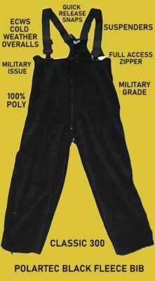 NEW POLARTEC BLACK FLEECE COLD WEATHER ECWS CLASSIC 300 BIB  MEDIUM SHORT / REG