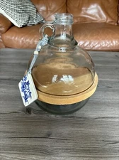 Two Tier Glass Wood Jar  Handcrafted Stackable Food Bowl 9" Tall cheese board