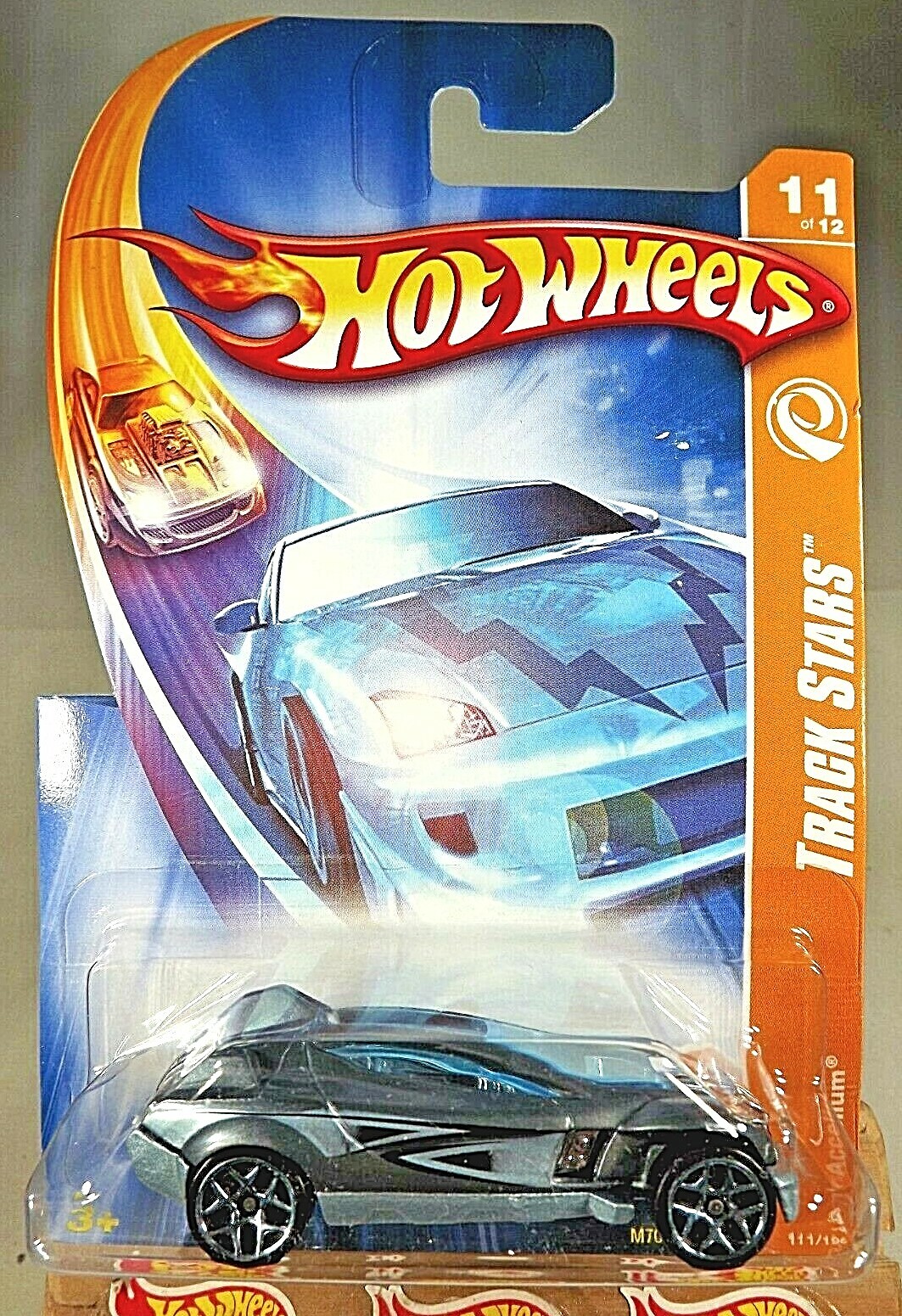2008 Hot Wheels #111 Track Stars 11/12 ACCELIUM Gray w/Blue 5Y Spoke Wheels