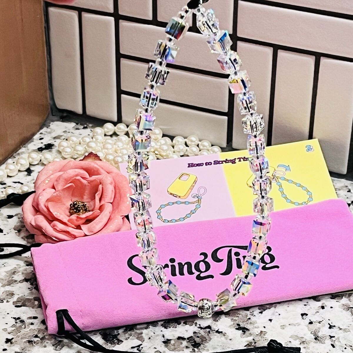 String Ting City Drip Ting Crystal Wristlet Phone Strap String Ting City Drip Ting Crystal Wristlet Phone Strap