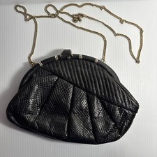 VINTAGE SHARIF WOMEN'S LEATHER  REPTILE SKIN HANDBAG PURSE 22  Chain 