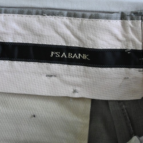 Jos A Bank 33x30 Gray Sharkskin Wool Silk Cuffed Mens Dress Pants - Picture 6 of 9