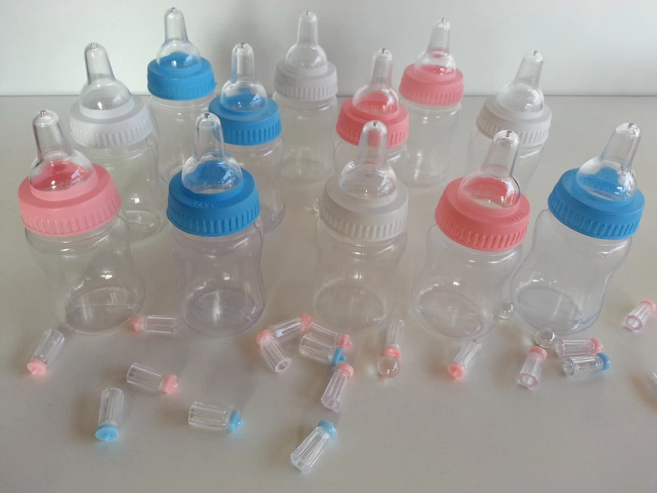 24 Biberones Rellenables Baby Shower Favores Premios Fiesta Juego Niña o Niño Decoraciones Foto 4 de 4