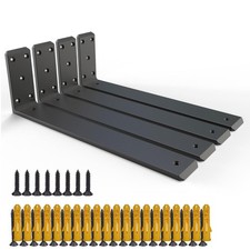 Aufuga Black Metal Floating L Shelf Brackets for Shelves (4, 20x6x2.5)