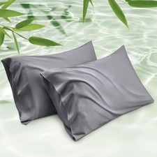 Pillow Cases Queen Cooling Pillow Cases Rayon Derived from Bamboo Dark Grey