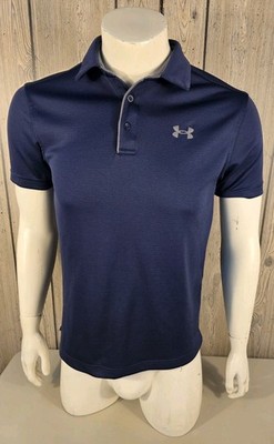 Under Armour Tech Polo Mens Small Golf Performance Navy Blue 