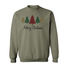 Plaid Xmas Tree Graphic - Merry Christmas Family Unisex Crewneck Sweatshirt