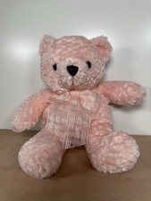 Unique Toys Vintage Pink Teddy Bear Plush 8in With Bow
