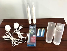 2 Braun Oral-B Pro Type 3766 Electric Toothbrushes-HANDLE/CHARGER/6 BRUSHES/CASE