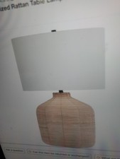 Henn Hart 27" Natural Rattan/Brass Rattan/Metal/Fabric Table Lamp