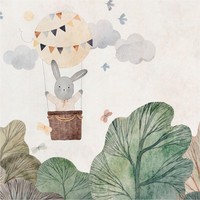 Fototapete Kinderzimmer Vliestapete Hase Beige GrüN HeißLuftballon Wohnzimmer