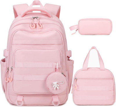 Backpacks for Girls - 4PCS Girls Backpack with Lunch Bag & Pencil Pouch Coin Pru