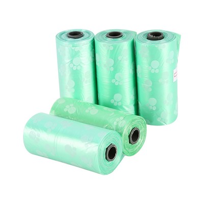 ­5 Rolls Printed Pet Puppy Dog Cat Waste Clean Poop Pick Up Garbage Bags