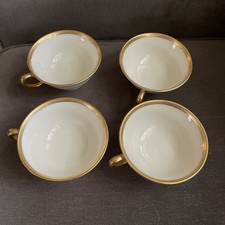 Lenox Presidential Tuxedo Gold Encrusted Footed Coffee Tea Cups Ivory Set of 4