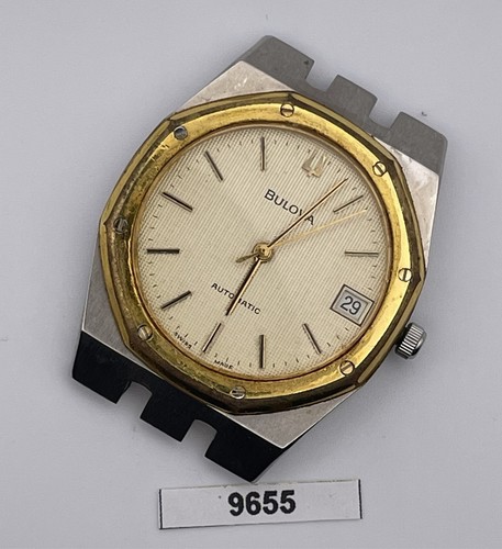 CLASSIC BULOVA ROYAL OAK LOOK AUTOMATIC TEXTURED DIAL GOLD DAT...