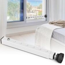 1 Pcs White Short Window Security Bar, Adjustable 11 to 18, Sliding, Lock