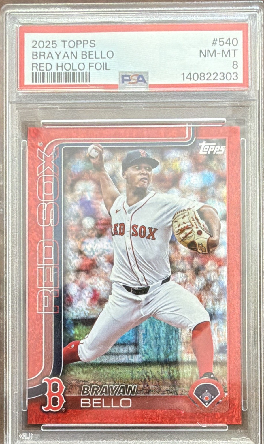 Topps 2025 Series 2 Brayan Bello Red Holo Foil PSA 8 #540 1/5 Red Sox