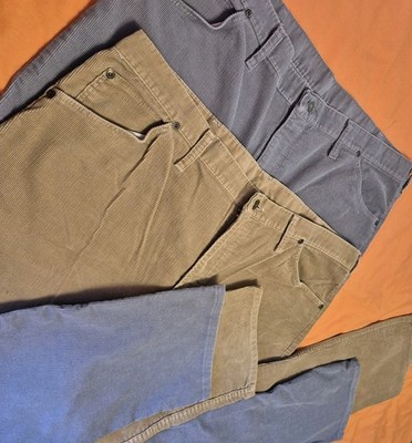 BUNDLE OF TWO VINTAGE WRANGLER CORDUROY 5 POCKET TAN GREY MADE IN USA 44X34