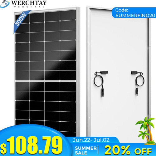 300W Watt Monocrystalline Solar Panel 12V Charging RV Camping Home Off-Grid Boat