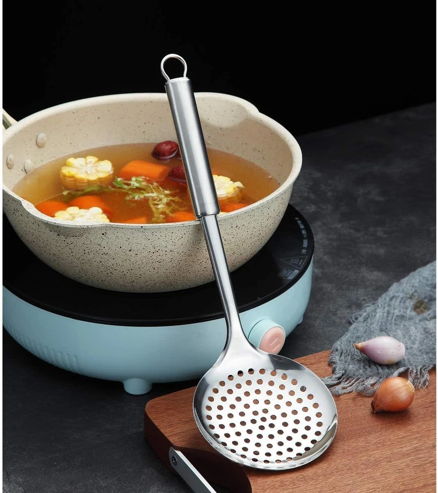 Berglander Stainless Steel Skimmer Strainer Slotted Spoon Cooking Metal Kitchen - Image 3 of 4