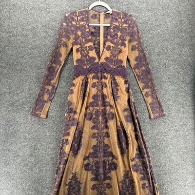 For Love & lemons Dress Womens S Purple Temecula Sheer Lace Maxi Romantic  Event | eBay