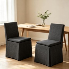 Set of 2 Farmhouse Slip Dining Chairs Accent Armless Side Chairs Kitchen Chairs