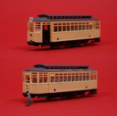 2 tlg. Set Mehano Brill Beiwagen Straßenbahn-Beiwagen Beige DC EP I-II Spur H0