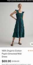 Quince Organic Cotton Poplin Smocked Midi Dress Sundress Tiered Ruffle Black M