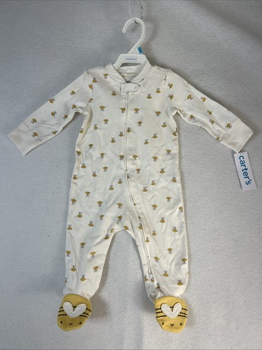 Baby Carters Bumble Bee 2-Way Zip Sleep & Play Size 6 mths w/ Footies Sleeper X2