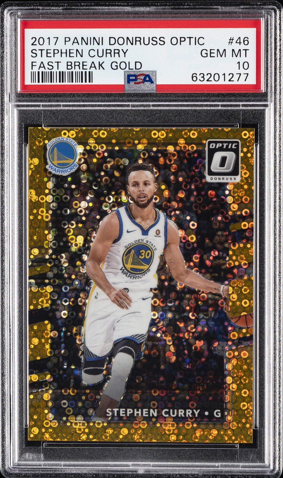 2017 PANINI DONRUSS OPTIC FAST BREAK GOLD #46 STEPHEN CURRY 2/10 PSA 10