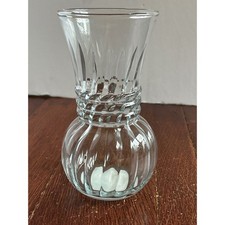 Indiana Glass Clear Crystal Swirl Vase 6.5 Inch Ribbed Hourglass 31479 USA Made