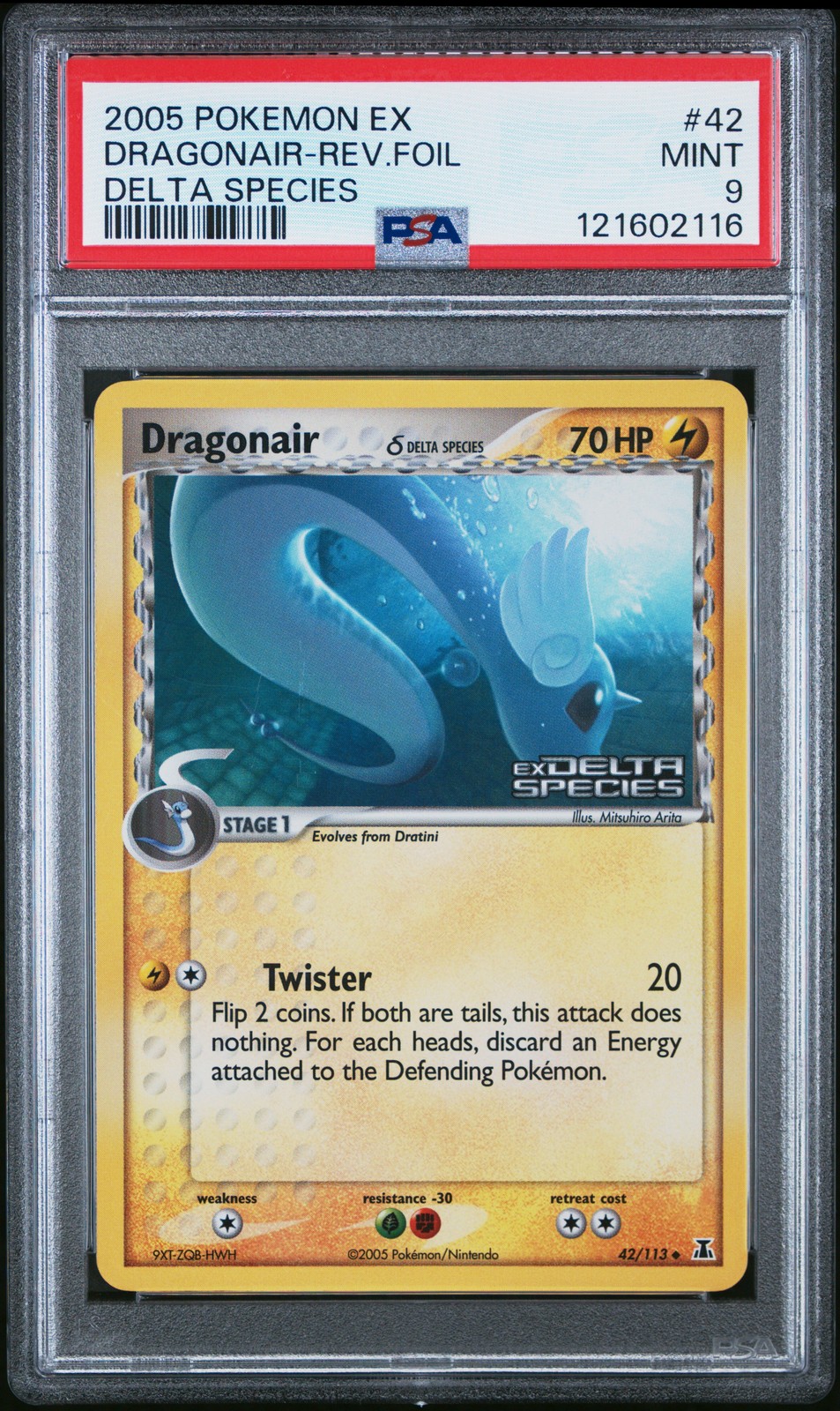 2005 POKEMON EX DELTA SPECIES #42 DRAGONAIR-REVERSE FOIL PSA 9