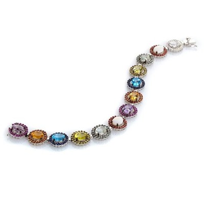 QVC Raritäten Regenbogen Edelstein Saphir Sterlingsilber Armband 7 Zoll