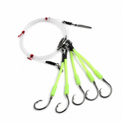 5 Hook Deep Drop Fishing Rig w/ Glow Tubing Circle Hooks Offshore Bottom Rig