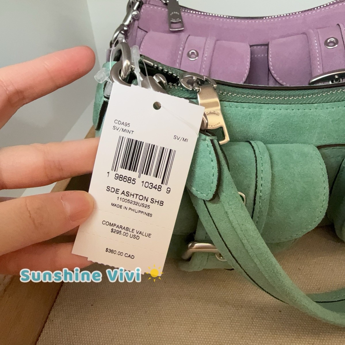 NWT Coach Ashton Bag Shoulder CDA95 Suede Smooth Leather Silver