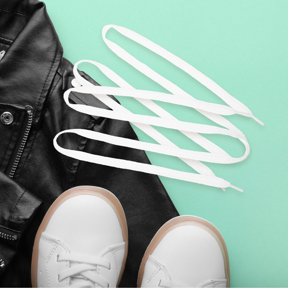 APL 2 Paia Lacci Bianchi Grassi per Sneakers Ricambio Scarpe Sportive