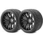 Sweep Racing Road Crusher Belted Tyre Black 17mm Wheels 1/2offset SRC1001B