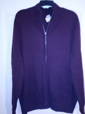 Dockers Men's Zip Up Cardigan Sweater Burgundy