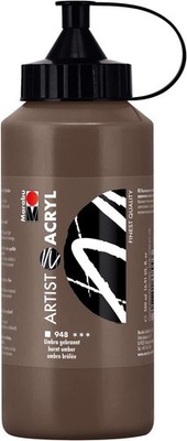 Marabu 12200075948 - Artist Acryl, Umbra gebrannt 500 ml, feine Acrylfarbe in