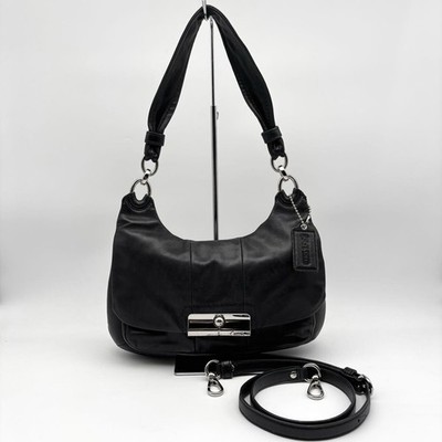 COACH Black Leather Shoulder Bag B1169 16931   Silver Hardware   Classic Style